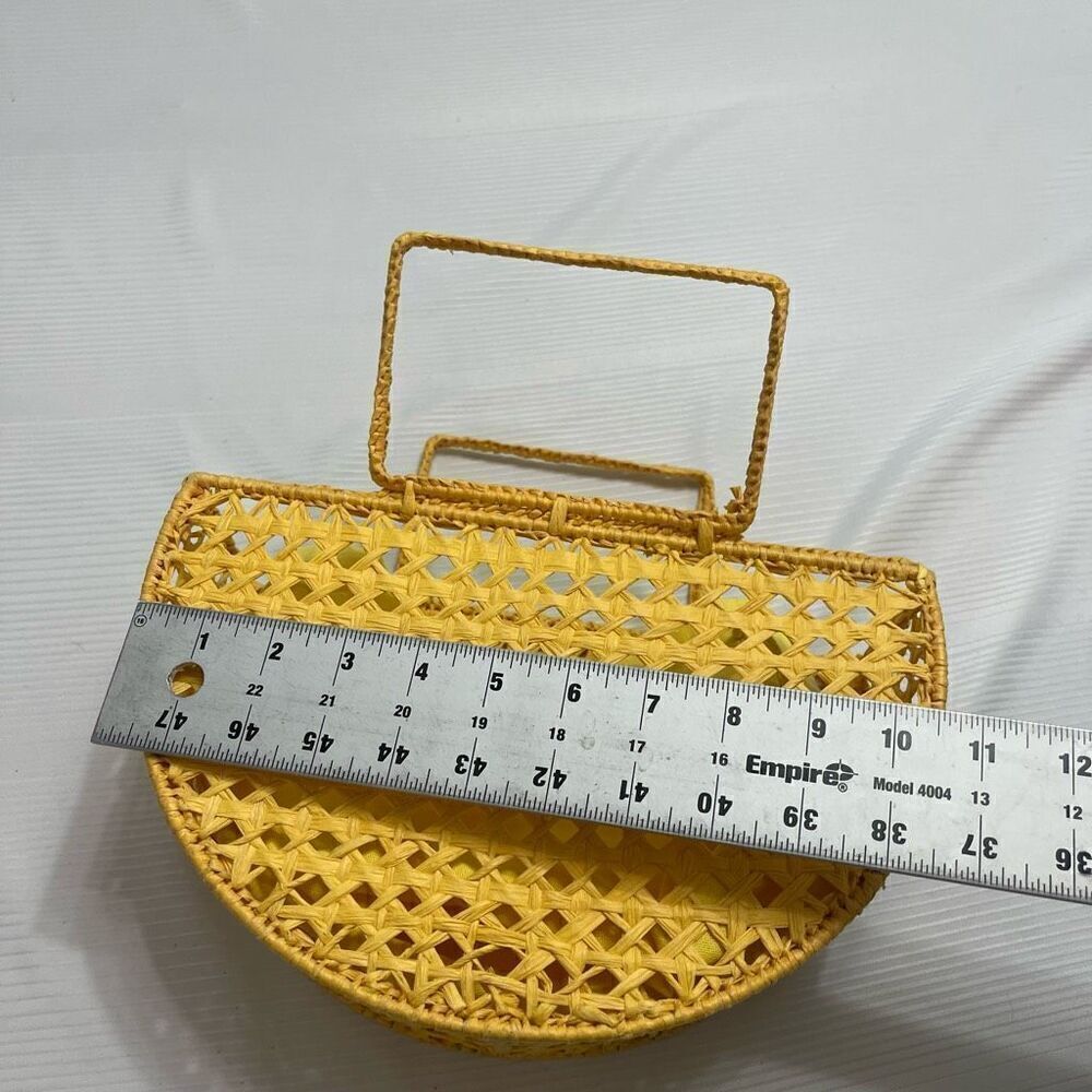 House Of Harlow 1960 Raffia Woven Yellow Basket Purse Handbag New - Picture 8 of 13